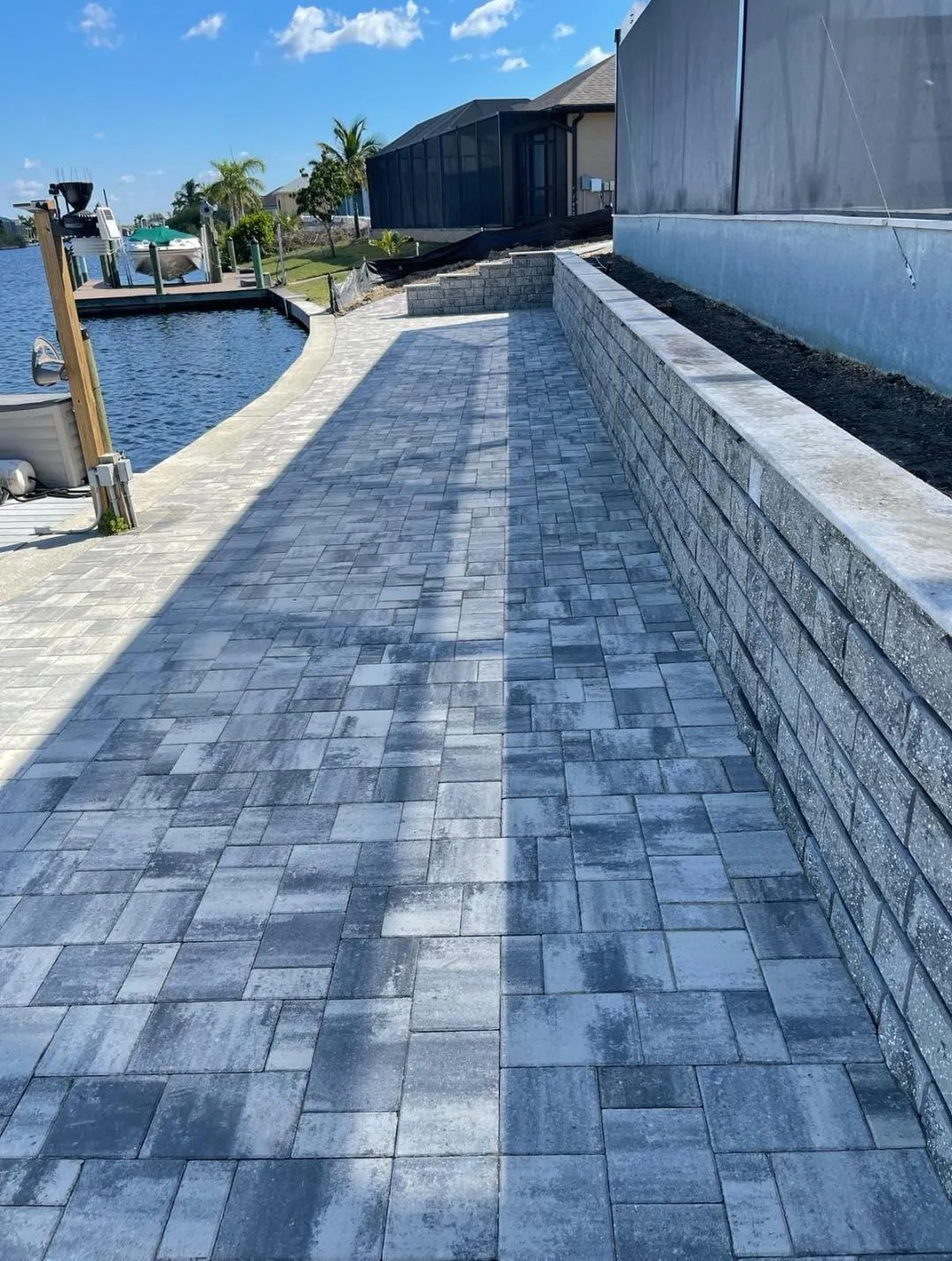 Outdoor retaining wall project