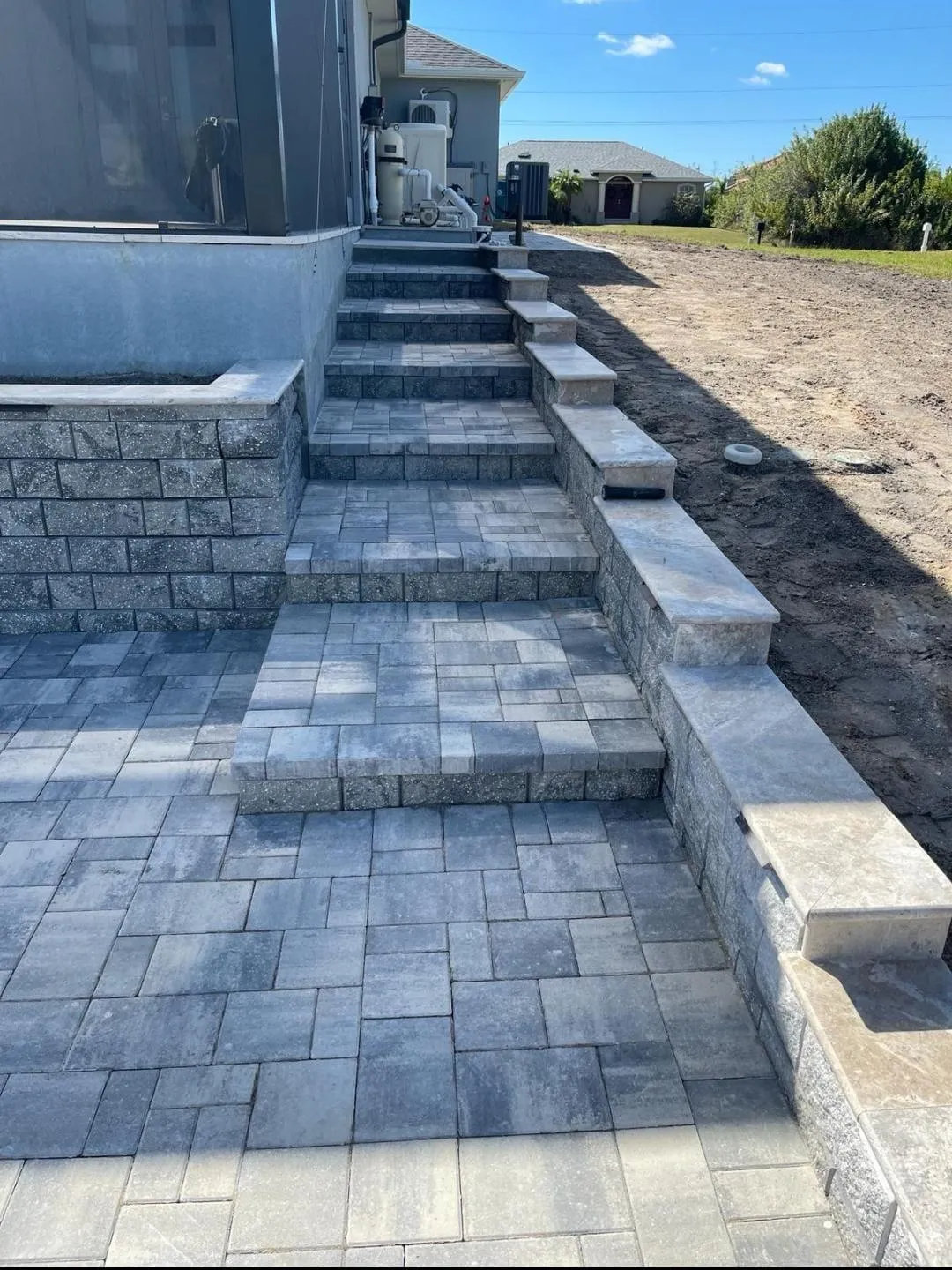 Modern walkway paver area