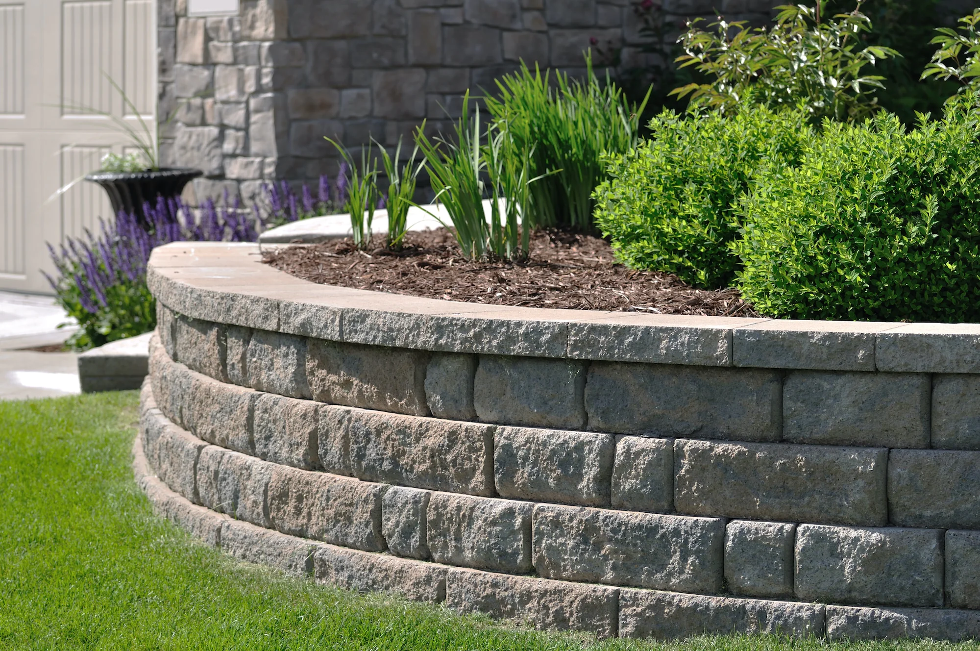Outdoor retaining wall installation